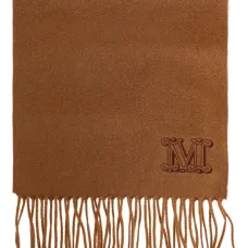 Шарф с вышитым логотипом и бахромой