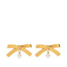 Серьги в форме бантов с жемчугом