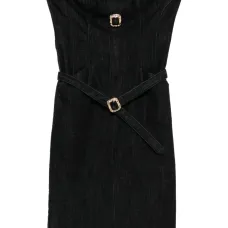 Платье миди без бретелей с пряжкой