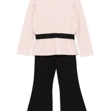 Расклешенный комплект из топа и брюк с длинными рукавами