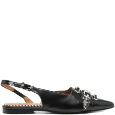 Мюли с ремешком на пятке и пряжкой Мюли с ремешком на пятке и пряжкой