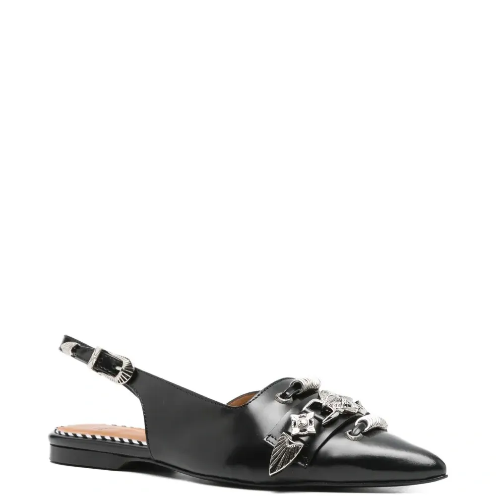 Мюли с ремешком на пятке и пряжкой Мюли с ремешком на пятке и пряжкой