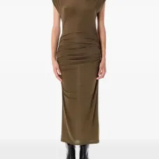 Платье миди с подплечниками