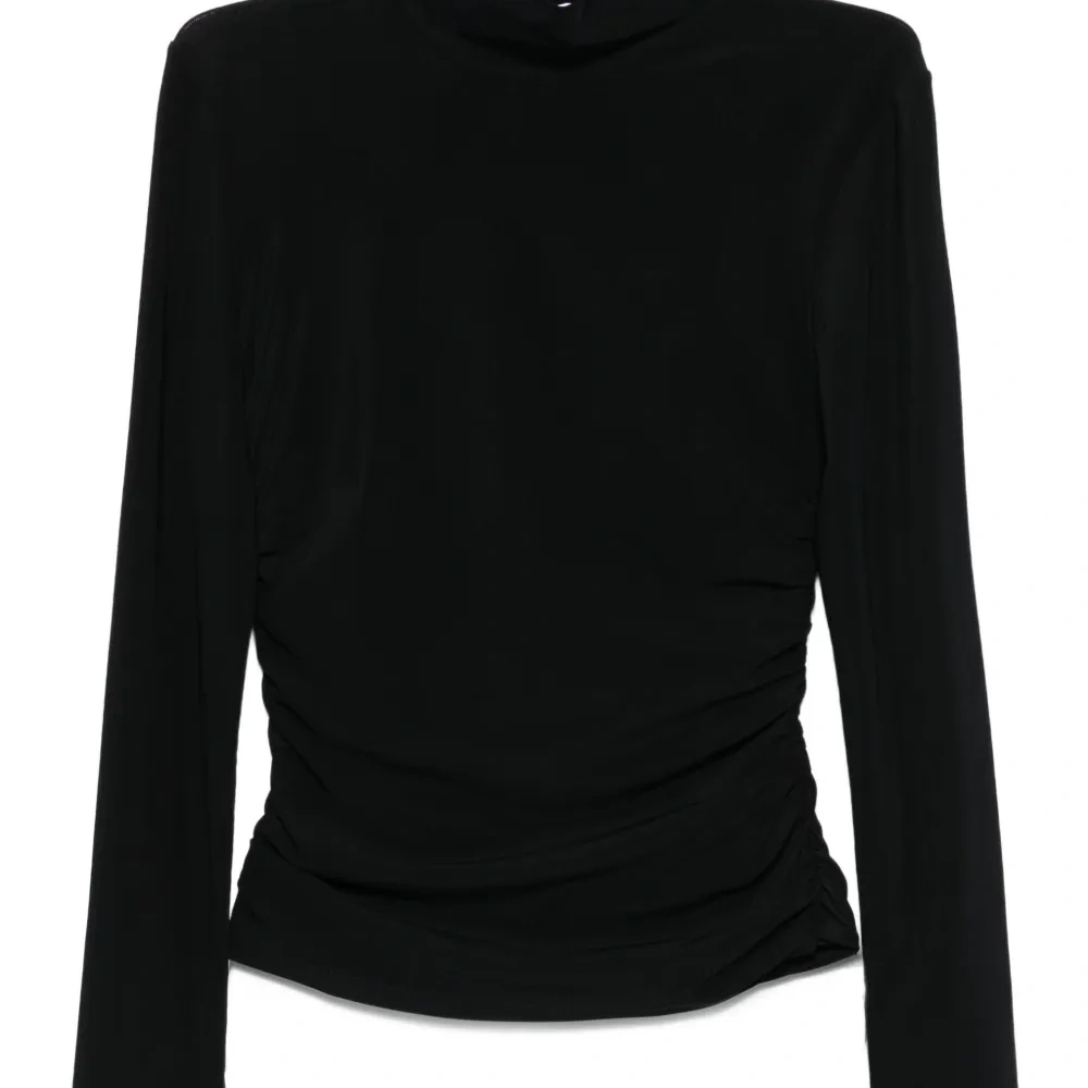 Топ с высоким воротником и сборками