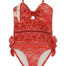 Слитный купальник с узором "пейсли" и узлом на удачу