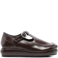 Лоферы с Т-образным ремешком и пряжкой