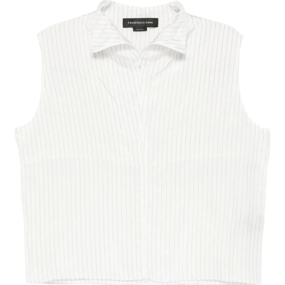 Блузка в тонкую полоску без рукавов