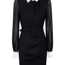 Платье с поясом и складками