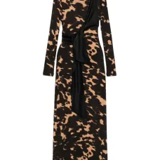 Платье макси с длинными рукавами и поясом