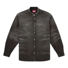 Джинсовая рубашка с эффектом состаривания и узором "соты"