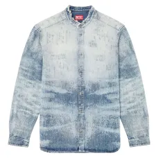 Джинсовая рубашка с воротником стойкой