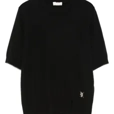 Свитер с короткими рукавами и нашивкой-логотипом