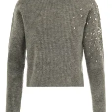 Декорированный свитер в рубчик Декорированный свитер в рубчик