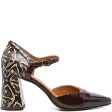 Туфли на блочном каблуке с узором