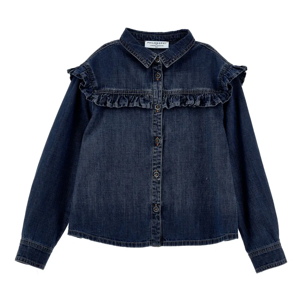 Джинсовая рубашка с вышитым логотипом