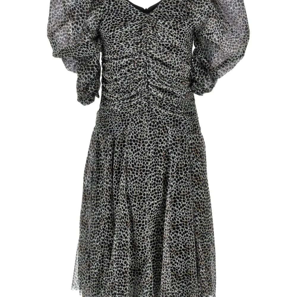 Платье с объемными рукавами и леопардовым принтом