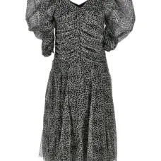 Платье с объемными рукавами и леопардовым принтом Платье с объемными рукавами и леопардовым принтом