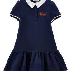 Платье с воротником поло и вышитым логотипом