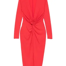 Платье миди с цветочной отделкой