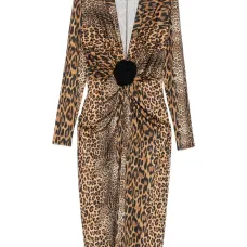 Платье миди с леопардовым принтом