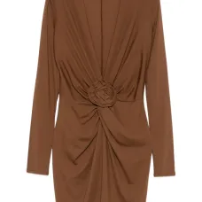 Платье мини с драпировкой и цветочной отделкой