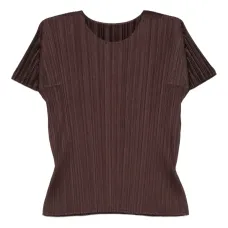 Плиссированный топ с круглым вырезом