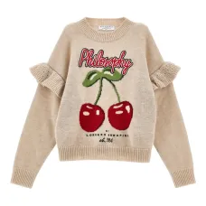 Свитер с оборками на рукавах