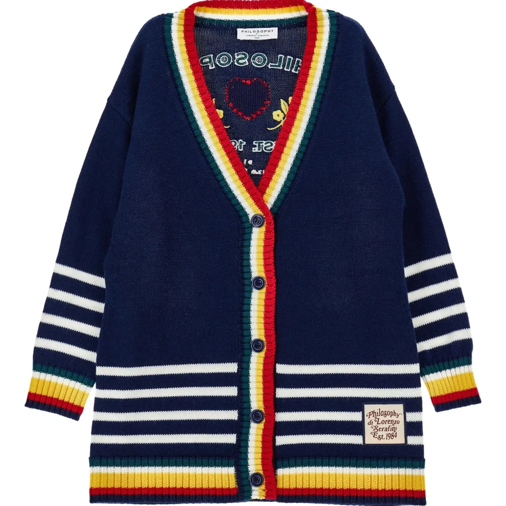 Striped embroidered cardigan