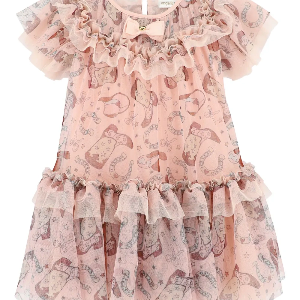 Платье с оборками и принтом