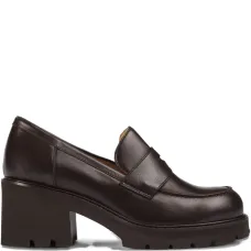 Кожаные лоферы на квадратном каблуке