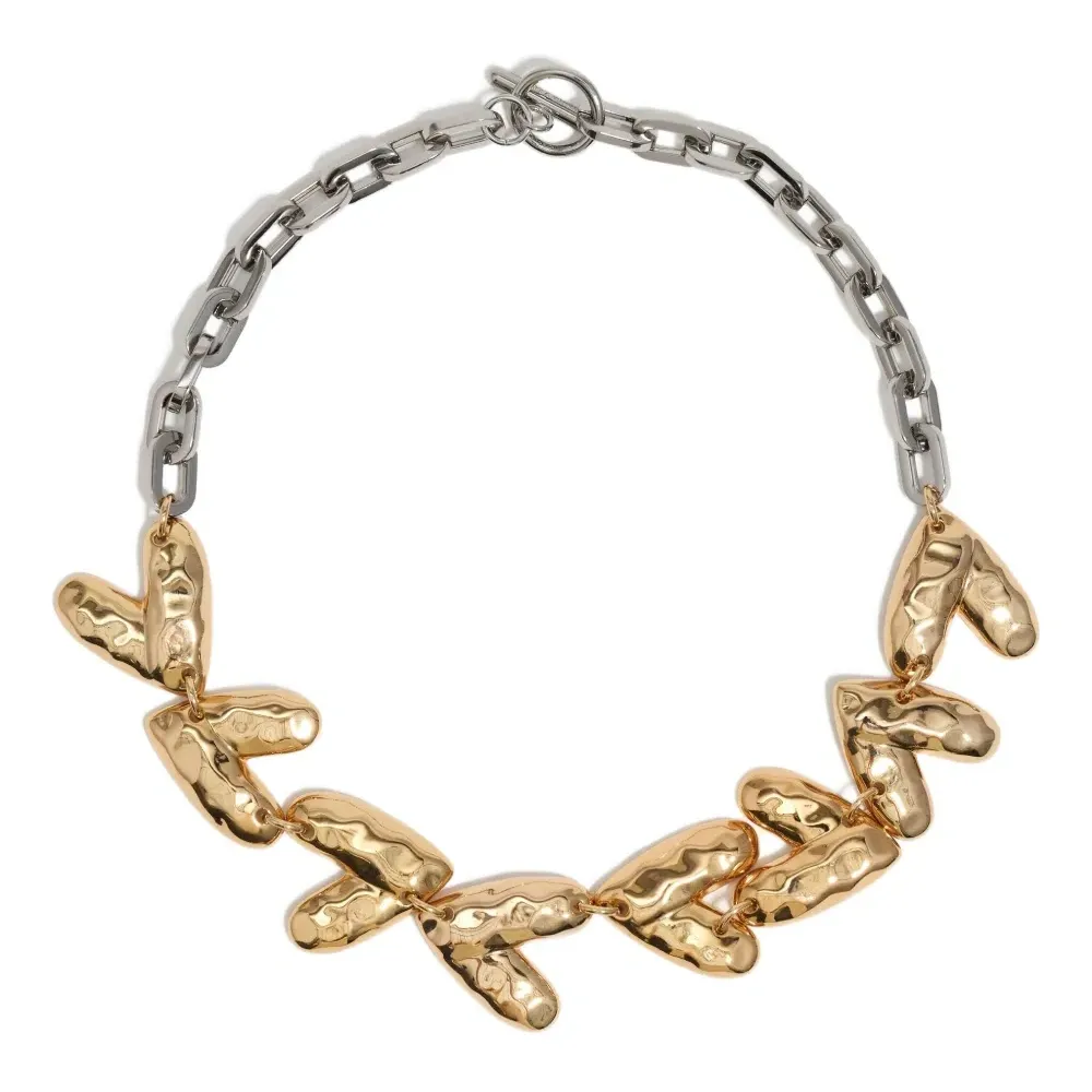 Колье с текстурированными сердечками