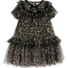 Платье с оборками и леопардовым принтом