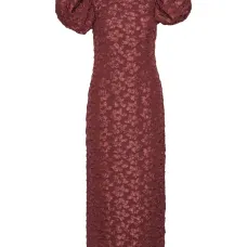 Жаккардовое платье миди с объемными рукавами Жаккардовое платье миди с объемными рукавами