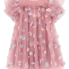 Платье с цветочным декором и оборками