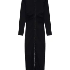 Макси-платье с молнией спереди и присборенной отделкой