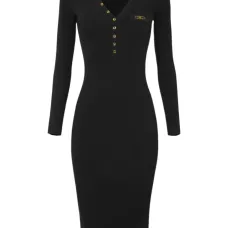 Платье миди в рубчик на пуговицах