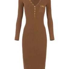 Платье миди в рубчик