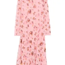 Платье миди с цветочным принтом и длинными рукавами