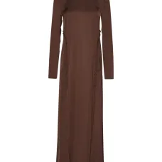 Атласное платье макси с длинными рукавами