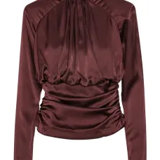 Топ с высоким воротником и сборками