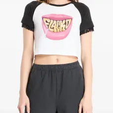 Футболка с графичным принтом и кружевом