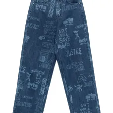 Прямые джинсы с графичным принтом