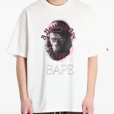 Футболка с принтом и стразами