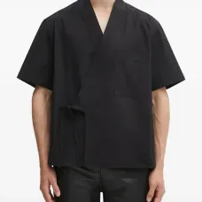 Рубашка с короткими рукавами и завязками