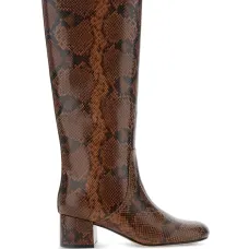 Ботильоны на блочном каблуке со змеиным принтом