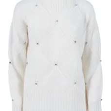 Свитер с украшением в виде ромбов