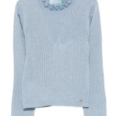 Джемпер в рубчик с высоким воротником