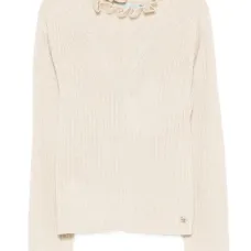 Джемпер в рубчик с оборками