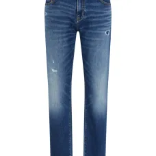 Джинсы с эффектом потертости и карманами Джинсы с эффектом потертости и карманами