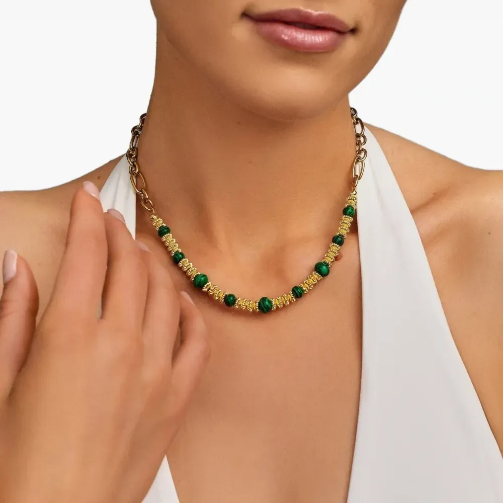 Цепочка на шею с малахитом